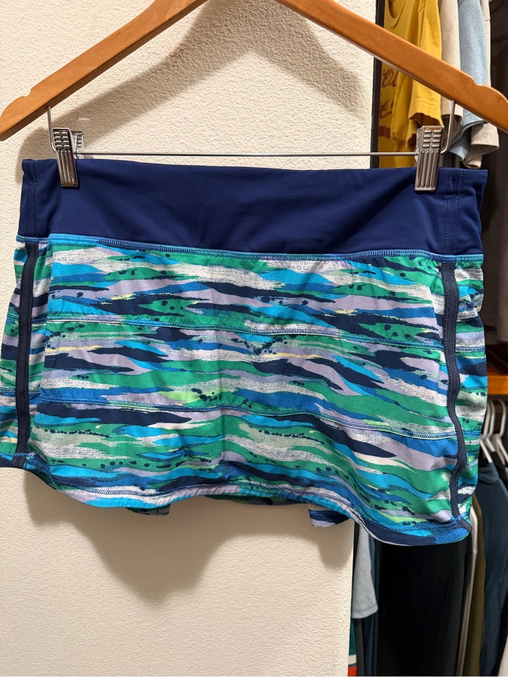 lululemon athletica Navy and Teal Striped Athletic Skort
